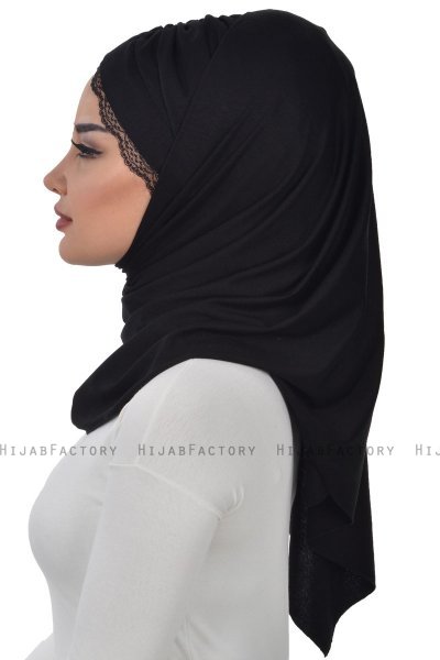 Filippa - Zwart Katoenen Praktisch Hijab - Ayse Turban