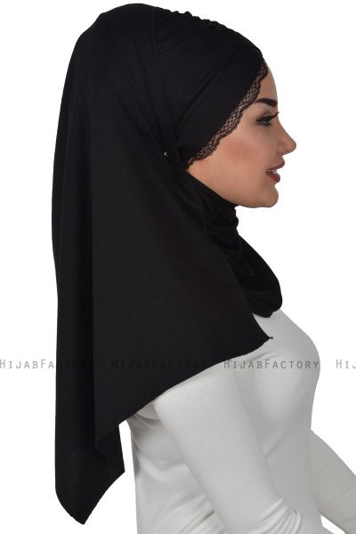 Filippa - Zwart Katoenen Praktisch Hijab - Ayse Turban
