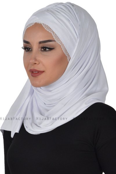 Filippa - Wit Katoenen Praktisch Hijab - Ayse Turban