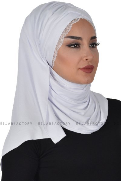 Filippa - Wit Katoenen Praktisch Hijab - Ayse Turban