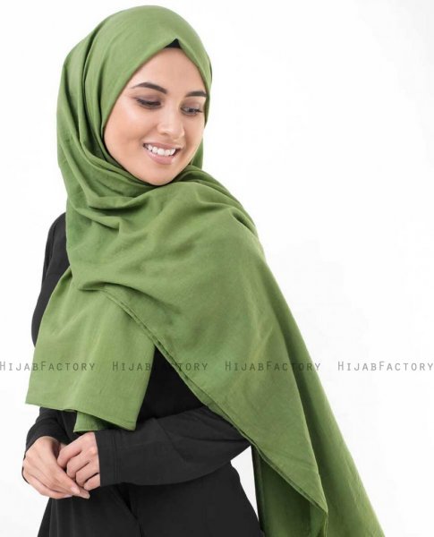 Forest Green Khaki Bomull Voile Hijab InEssence 5TA69b