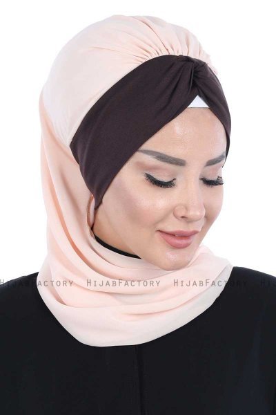 Gill - Beige & Bruin Praktisch Hijab