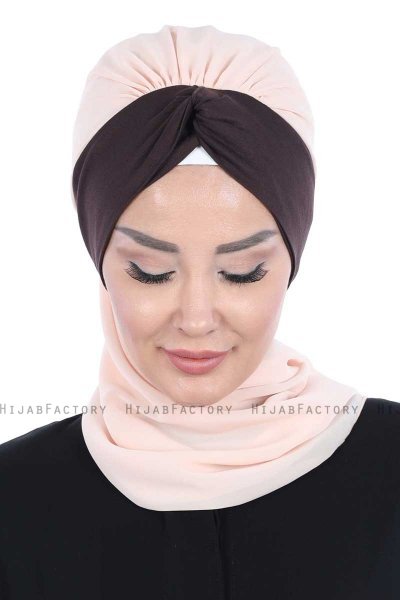 Gill - Beige & Bruin Praktisch Hijab