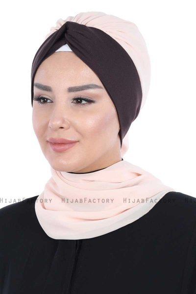Gill - Beige & Bruin Praktisch Hijab