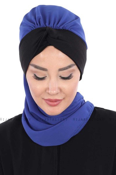 Gill - Blauw & Zwart Praktisch Hijab