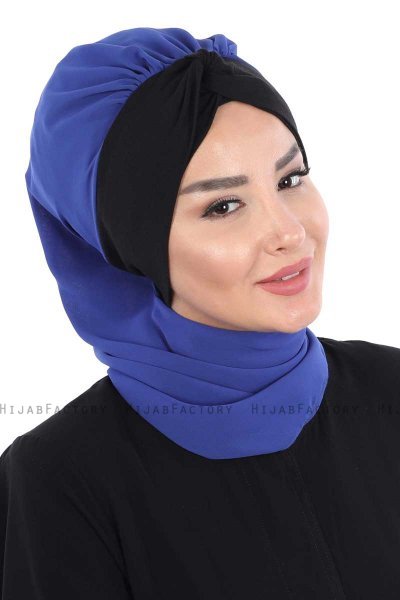Gill - Blauw & Zwart Praktisch Hijab