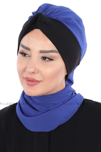 Gill - Blauw & Zwart Praktisch Hijab