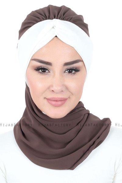 Gill - Bruin & Creme Praktisch Hijab