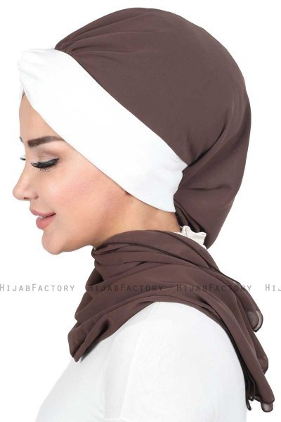 Gill - Bruin & Creme Praktisch Hijab