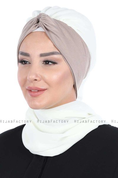 Gill - Creme & Taupe Praktisch Hijab