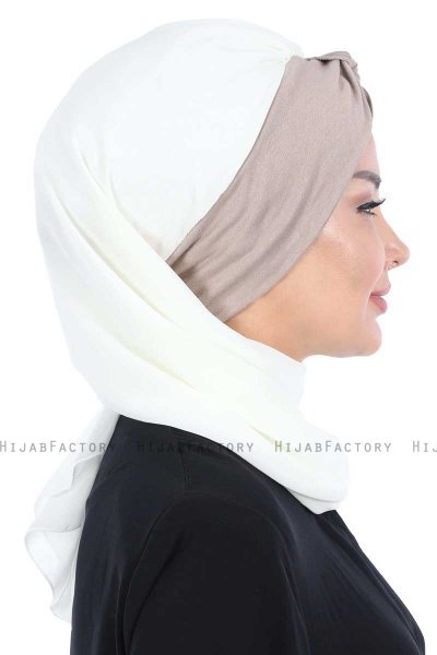 Gill - Creme & Taupe Praktisch Hijab
