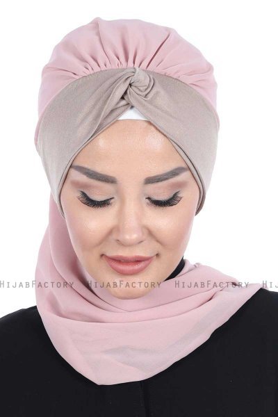 Gill - Oudroze & Taupe Praktisch Hijab