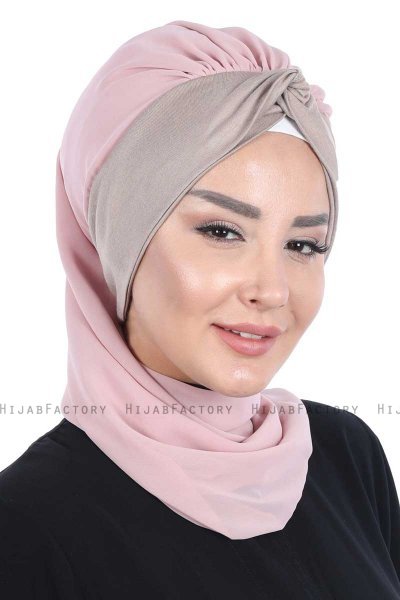 Gill - Oudroze & Taupe Praktisch Hijab