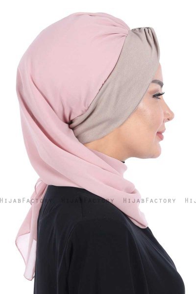 Gill - Oudroze & Taupe Praktisch Hijab