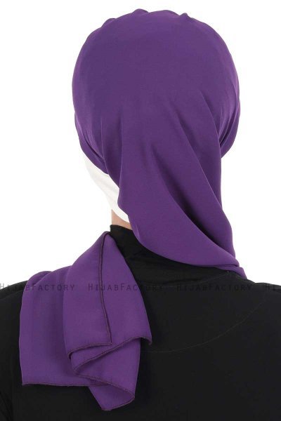 Gill - Purper & Creme Praktisch Hijab