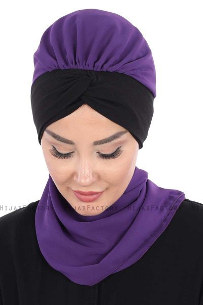Gill - Purper & Zwart Praktisch Hijab