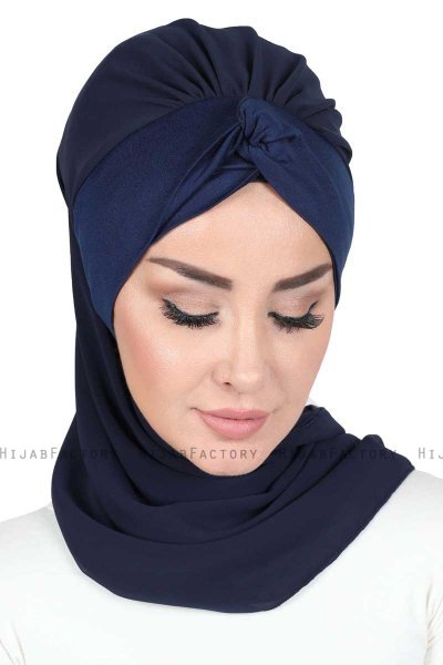 Gill - Marineblauw & Marineblauw Praktisch Hijab