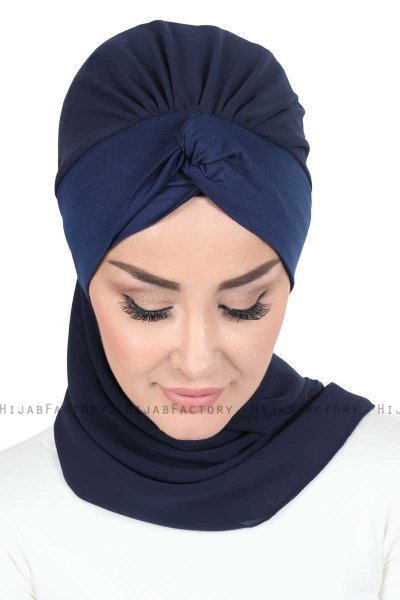 Gill - Marineblauw & Marineblauw Praktisch Hijab