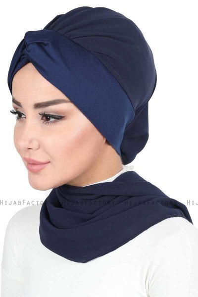 Gill - Marineblauw & Marineblauw Praktisch Hijab