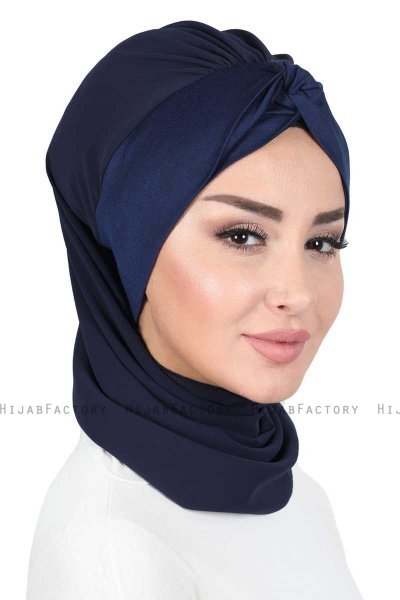 Gill - Marineblauw & Marineblauw Praktisch Hijab