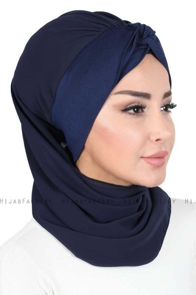 Gill - Marineblauw & Marineblauw Praktisch Hijab