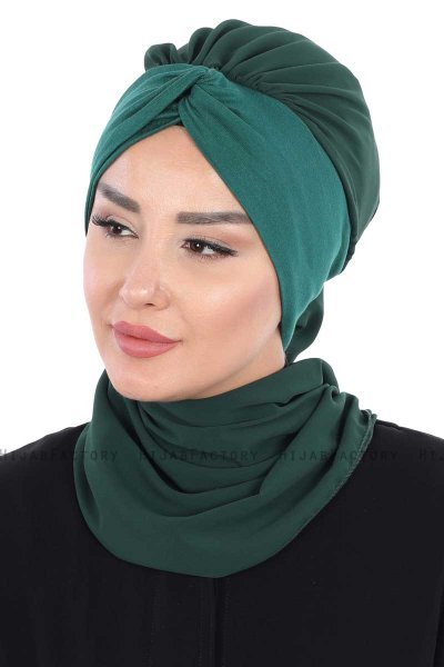 Gill - Donkergroen & Donkergroen Praktisch Hijab