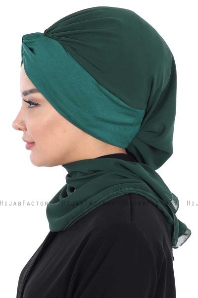 Gill - Donkergroen & Donkergroen Praktisch Hijab