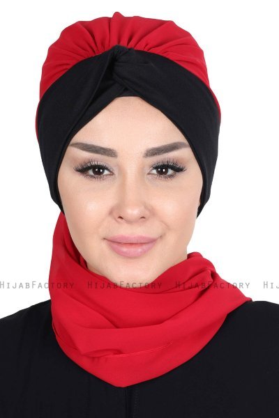 Gill - Rood & Zwart Praktisch Hijab