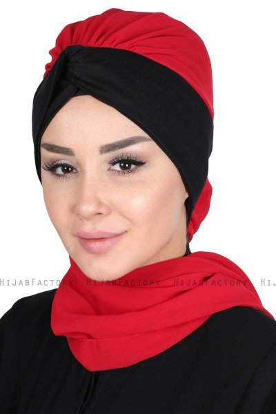 Gill - Rood & Zwart Praktisch Hijab