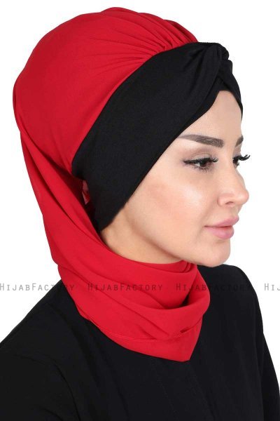 Gill - Rood & Zwart Praktisch Hijab