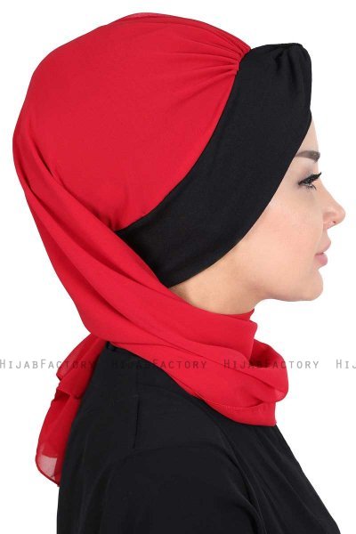 Gill - Rood & Zwart Praktisch Hijab