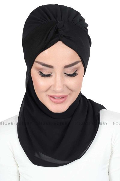Gill - Zwart & Zwart Praktisch Hijab