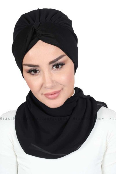 Gill - Zwart & Zwart Praktisch Hijab
