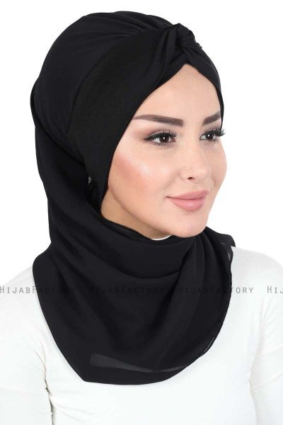 Gill - Zwart & Zwart Praktisch Hijab