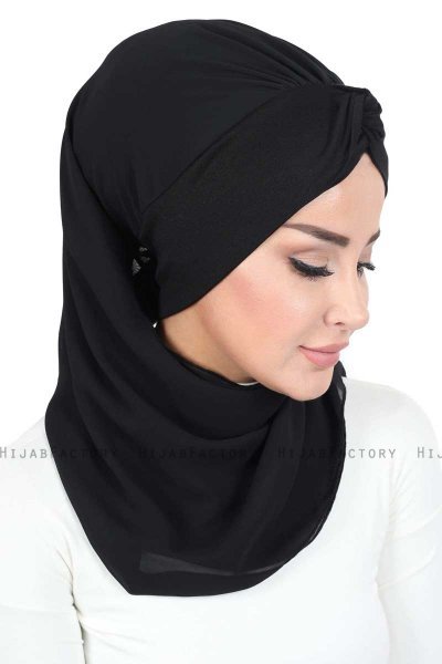 Gill - Zwart & Zwart Praktisch Hijab