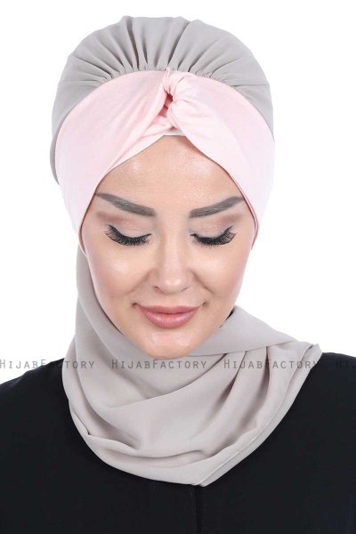 Gill - Taupe & Oudroze Praktisch Hijab