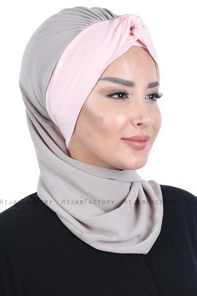 Gill - Taupe & Oudroze Praktisch Hijab