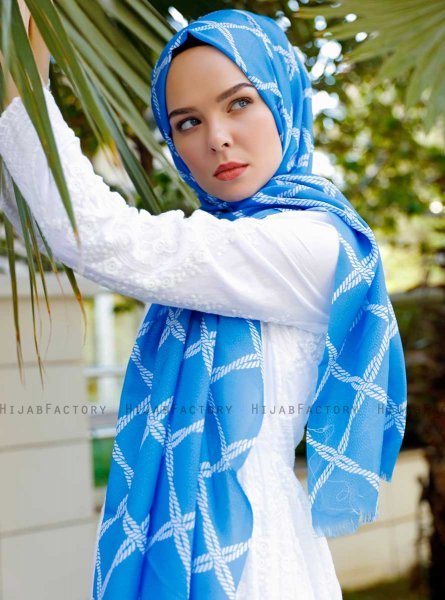 Habibah - Blauw Gevormde Hijab - Sal Evi