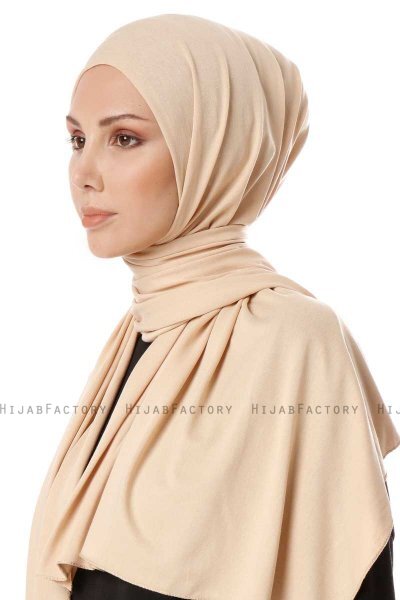 Hande - Beige Katoen Hijab - Gülsoy