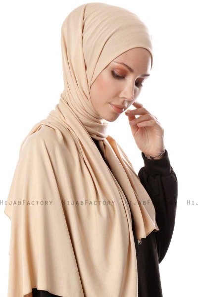 Hande - Beige Katoen Hijab - Gülsoy