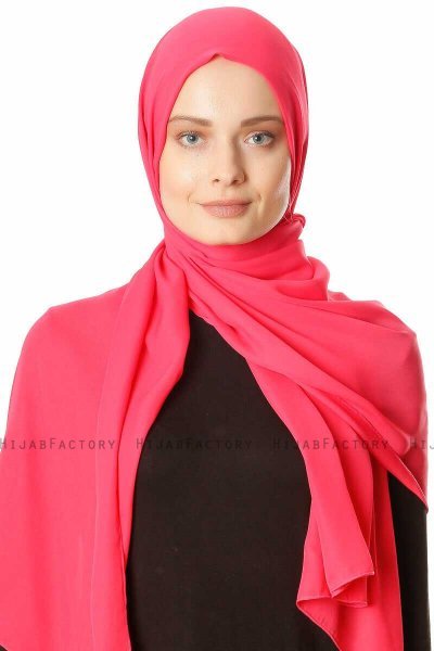 Hazal - Fuchsia Crepe Hijab - Ecardin