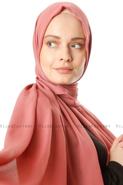Hazal - Baksteenrood Crepe Hijab - Ecardin