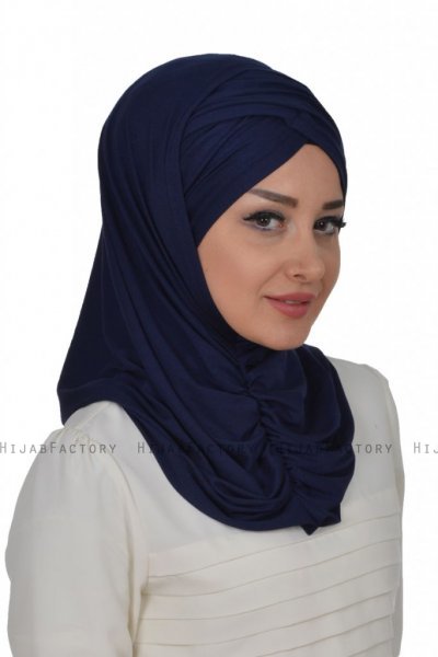 Hilda - Marineblauwe Katoenen Hijab