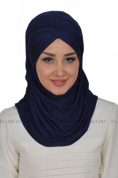 Hilda - Marineblauwe Katoenen Hijab