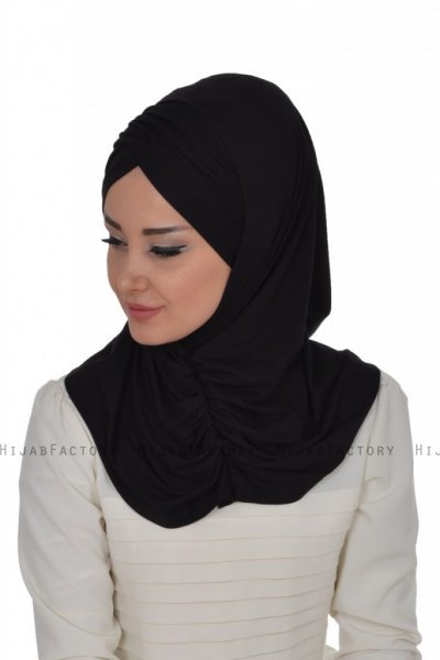 Hilda - Zwart Katoenen Hijab