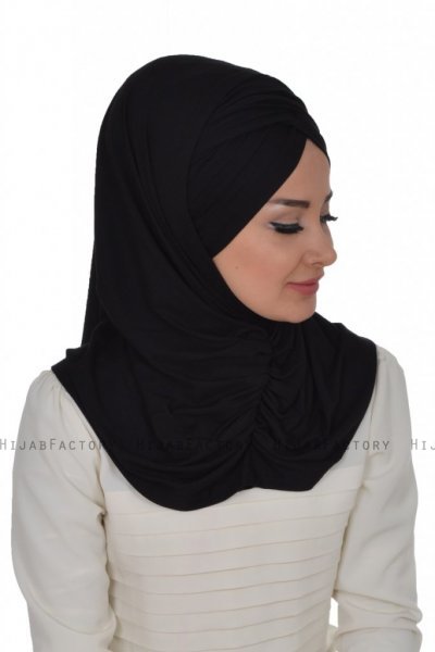 Hilda - Zwart Katoenen Hijab