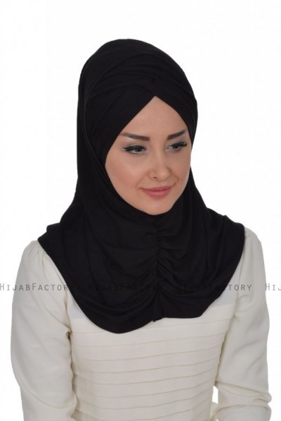 Hilda - Zwart Katoenen Hijab