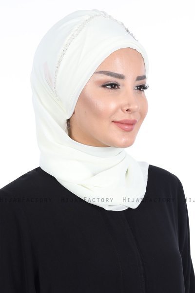 Hillevi - Creme Chiffon Instant Turban