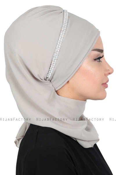 Hillevi - Taupe Chiffon Instant Turban