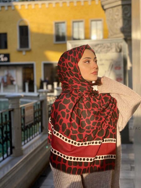 Iza - Bordeaux Gedessineerde Katoen Hijab - Mirach